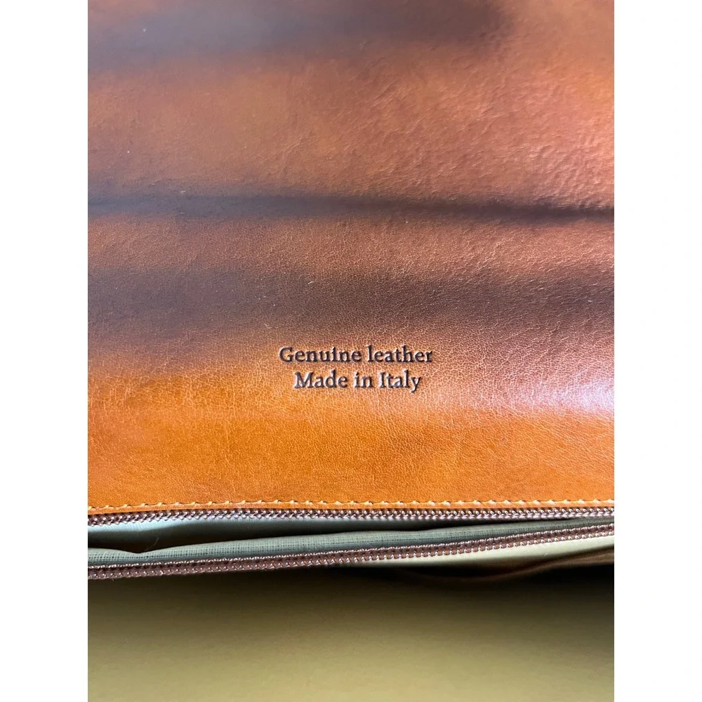 Alessandro Venanzi Mens Brown Leather Briefcase Made in Italy Professional Bag